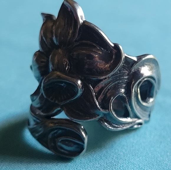 Antique Daffodil Sterling Silver Spoon Ring #11. Size 6.5 - Picture 4 of 12